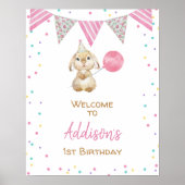 Bunting Flag Fluffy Bunny 1e verjaardag Welkom Poster (Voorkant)