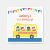 Bunting Flag Yellow School Bus Kids Verjaardagsfee Servet (Voorkant)
