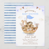 Bunting Flags Noah's Ark Boys Baby shower Kaart (Voorkant / Achterkant)