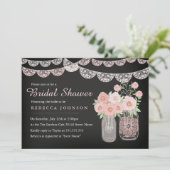 Bunting Mason Pot Chalkboard Bruiloft Uitnodiging (Staand voorkant)