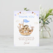 Bunting Noah's Ark Boys Baby shower bedankje Kaart (Staand voorkant)