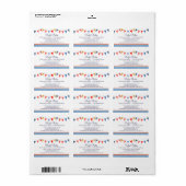 Bunting party events rood blauw retour adres label (Full Sheet)