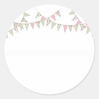 Bunting - roze & groen ronde sticker