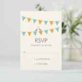 Bunting Tortelduifjes Wedding RSVP - Blauw Sinaasa (Staand voorkant)