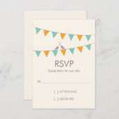Bunting Tortelduifjes Wedding RSVP - Blauw Sinaasa (Voorkant / Achterkant)
