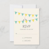 Bunting Tortelduifjes Wedding RSVP - Blue Yellow (Voorkant)