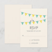 Bunting Tortelduifjes Wedding RSVP - Blue Yellow (Voorkant / Achterkant)
