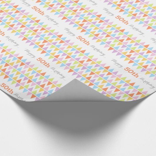 Bunting vlaggen witte verjaardag leeftijd 50 patro cadeaupapier (Hoek)