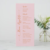 Buon Appetito Handgeschreven Roze Italiaans Menu (Staand voorkant)