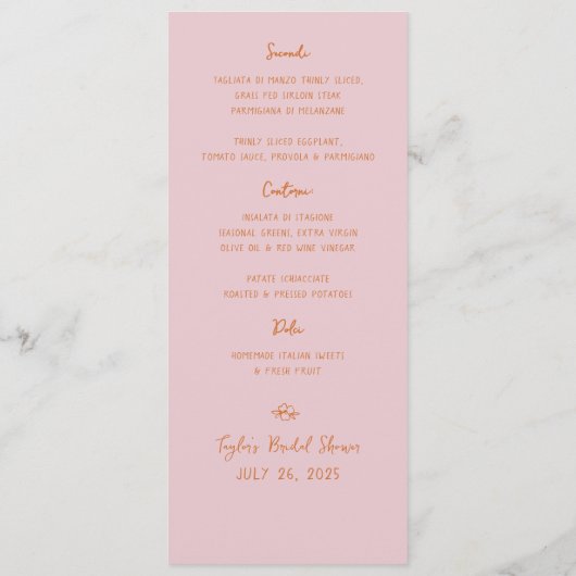 Buon Appetito Handwritten Pink Italian Menu (Achterkant)