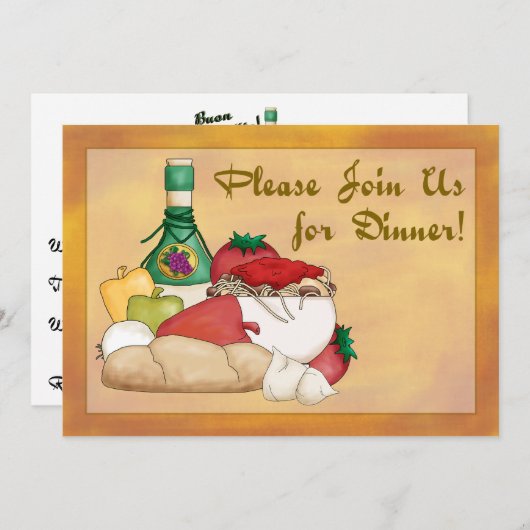 Buon Appetito Italiaans eten Wijndiner Uitnodiging (Voorkant / Achterkant)