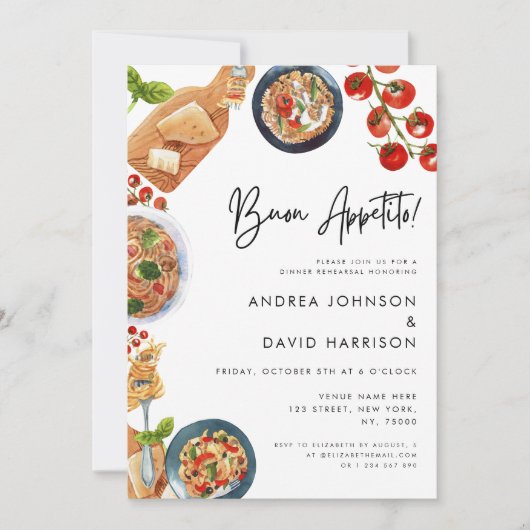 Buon Appetito! Italiaans Pasta eten repetitie dine Kaart (Voorkant)