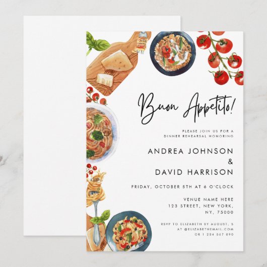 Buon Appetito! Italiaans Pasta eten repetitie dine Kaart (Voorkant / Achterkant)