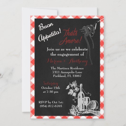 Buon Appetito Italiaans Verloving Kaart (Voorkant)