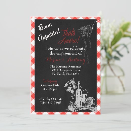 Buon Appetito Italiaans Verloving Kaart (Staand voorkant)