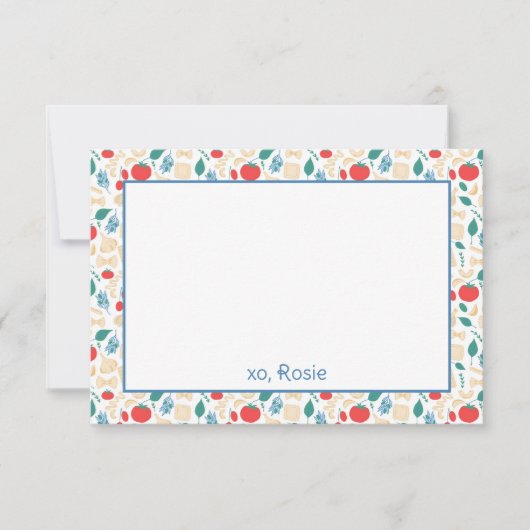 Buon Appetito Kleurrijke Pasta Verjaardag Statione Bedankkaart (Voorkant)