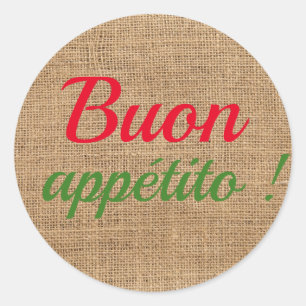 Buon appétito - rustiek ronde sticker