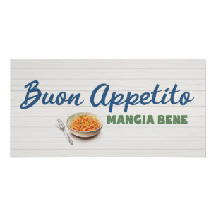 Buon Appetito Spaghetti Pasta Italiaans eten Kunst Perfect Poster