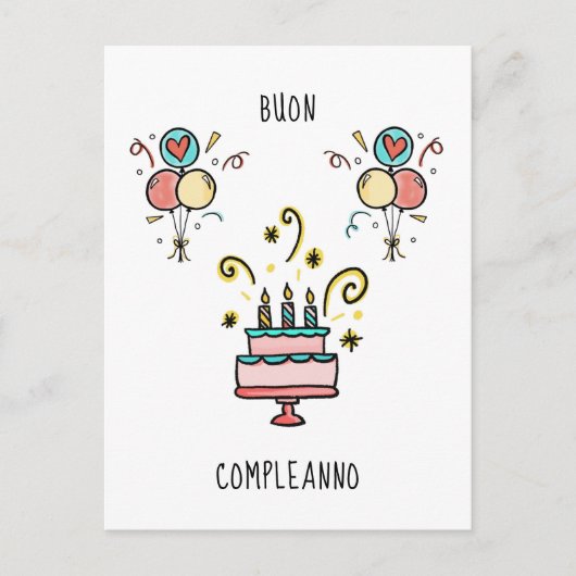 Buon Compleanno | Gelukkige Verjaardag Briefkaart (Voorkant)