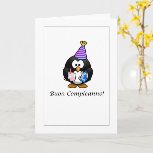 Buon Compleanno - Gelukkige Verjaardag in het Kaart (Gele Bloem)