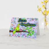 Buon Compleanno - Uccello Kaart (Gele Bloem)