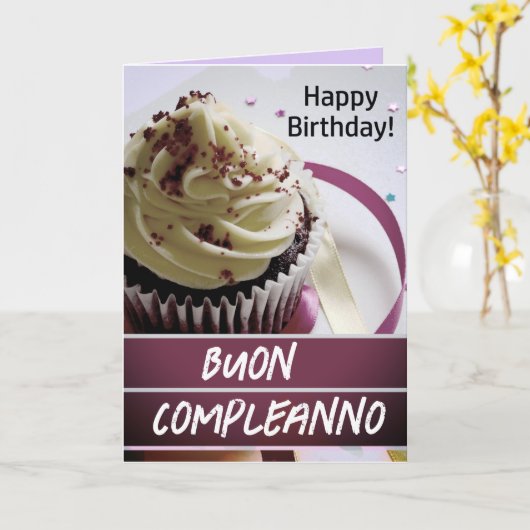 Buon complementanno Italy Birthday Kaart (Gele Bloem)