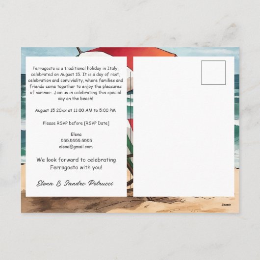 Buon Ferragosto Italiaanse feestdag Feestdagenkaart (Achterkant)
