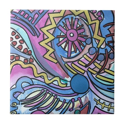 Buon Giorno-Hand Abstracte geometrische kunst Tegeltje (Voorkant)