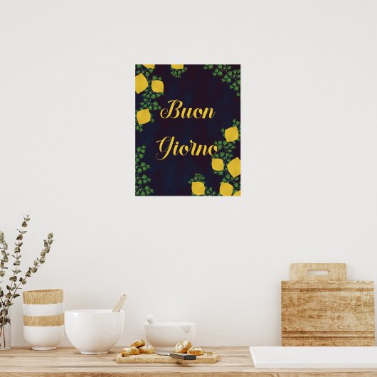 Buon Giorno Lemon Floral Poster – Italiaans geïnsp (Keuken)