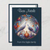 Buon Natale 2 duiven Italiaans Kerstfeest Briefkaart (Voorkant / Achterkant)