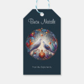 Buon Natale 2 duiven Italiaans Kerstfeest Cadeaulabel (Voorkant)