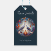 Buon Natale 2 duiven Italiaans Kerstfeest Cadeaulabel (Achterkant)
