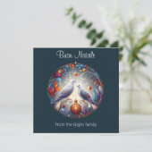 Buon Natale 2 duiven Italiaans Kerstfeest Kaart (Staand voorkant)