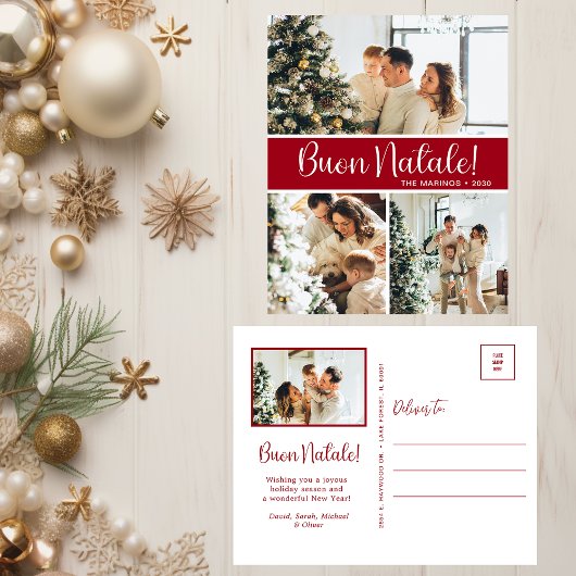 Buon Natale 4 Foto Feestdagenkaart