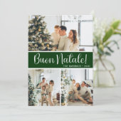 Buon Natale 4 Foto Flat Holiday Kaart (Staand voorkant)
