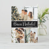 Buon Natale 4 Photo Flat Holiday Card Feestdagenkaart (Staand voorkant)