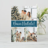 Buon Natale 4 Photo Flat Holiday Card Feestdagenkaart (Staand voorkant)