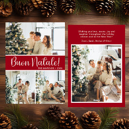 Buon Natale 4 Photo Flat Holiday Card Feestdagenkaart