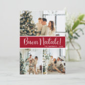 Buon Natale 4 Photo Flat Holiday Card Feestdagenkaart (Staand voorkant)
