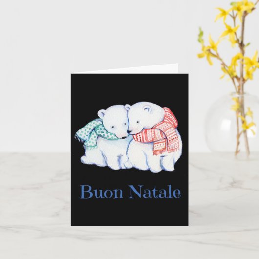 Buon Natale Beren Vrolijk Kerstfeest Goede Kerst Kaart (Gele Bloem)