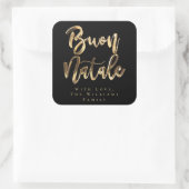 Buon Natale Black en Gold Chic Italy Kerstmis Vierkante Sticker (Tas)