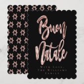 Buon Natale Black en Roos Gold Italiaans kerstfees Feestdagenkaart (Voorkant / Achterkant)