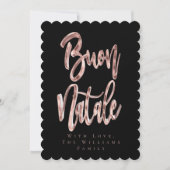 Buon Natale Black en Roos Gold Italiaans kerstfees Feestdagenkaart (Voorkant)