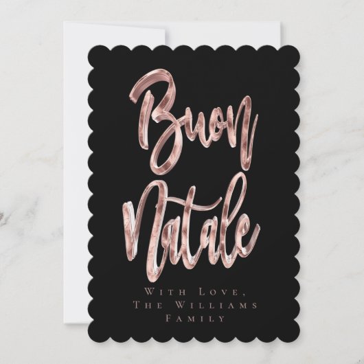 Buon Natale Black en Roos Gold Italiaans kerstfees Feestdagenkaart (Voorkant)