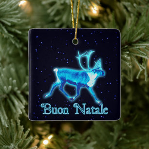 Buon Natale - Blue Cariou (rendier) Keramisch Ornament