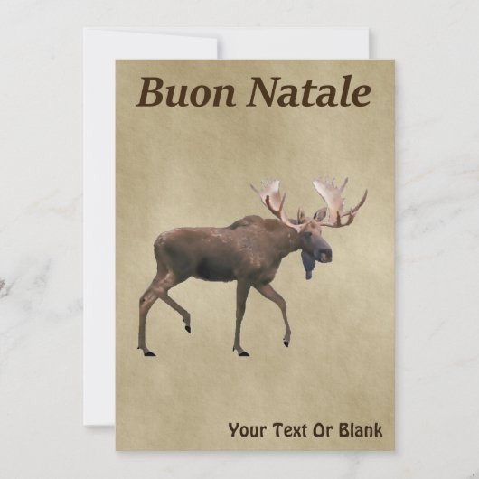 Buon Natale - Bull Moose op oud papier (Voorkant)