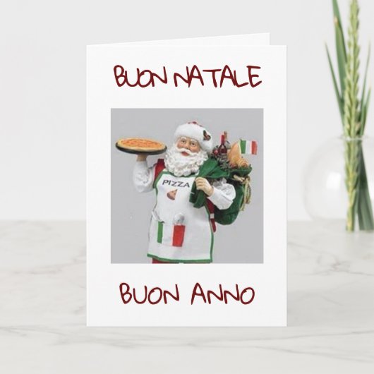 BUON NATALE / BUON ANNO ITALIAN SANTA FEESTDAGEN KAART (Voorkant)