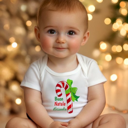 Buon Natale Candy Cane - Italian Merry Christmas Romper