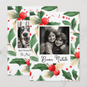 Buon Natale Christmas Card Festive Holly Art Kaart (Voorkant / Achterkant)