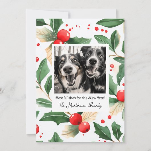 Buon Natale Christmas Kaart Feestelijke Holly Art (Achterkant)